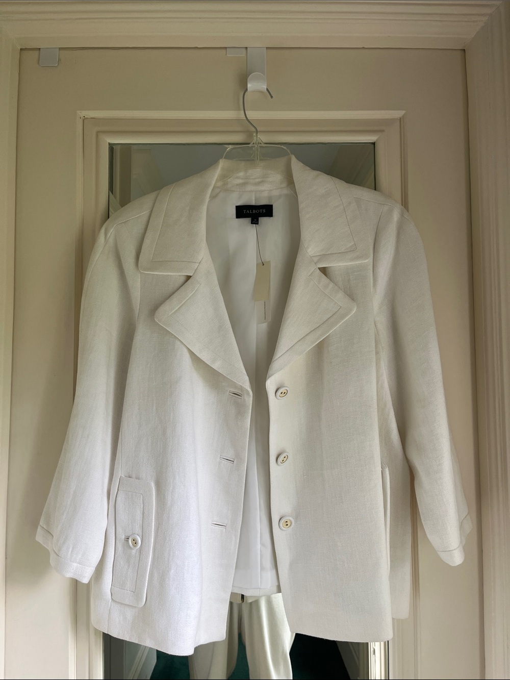 Talbots Cream Linen-Blend Short Blazer